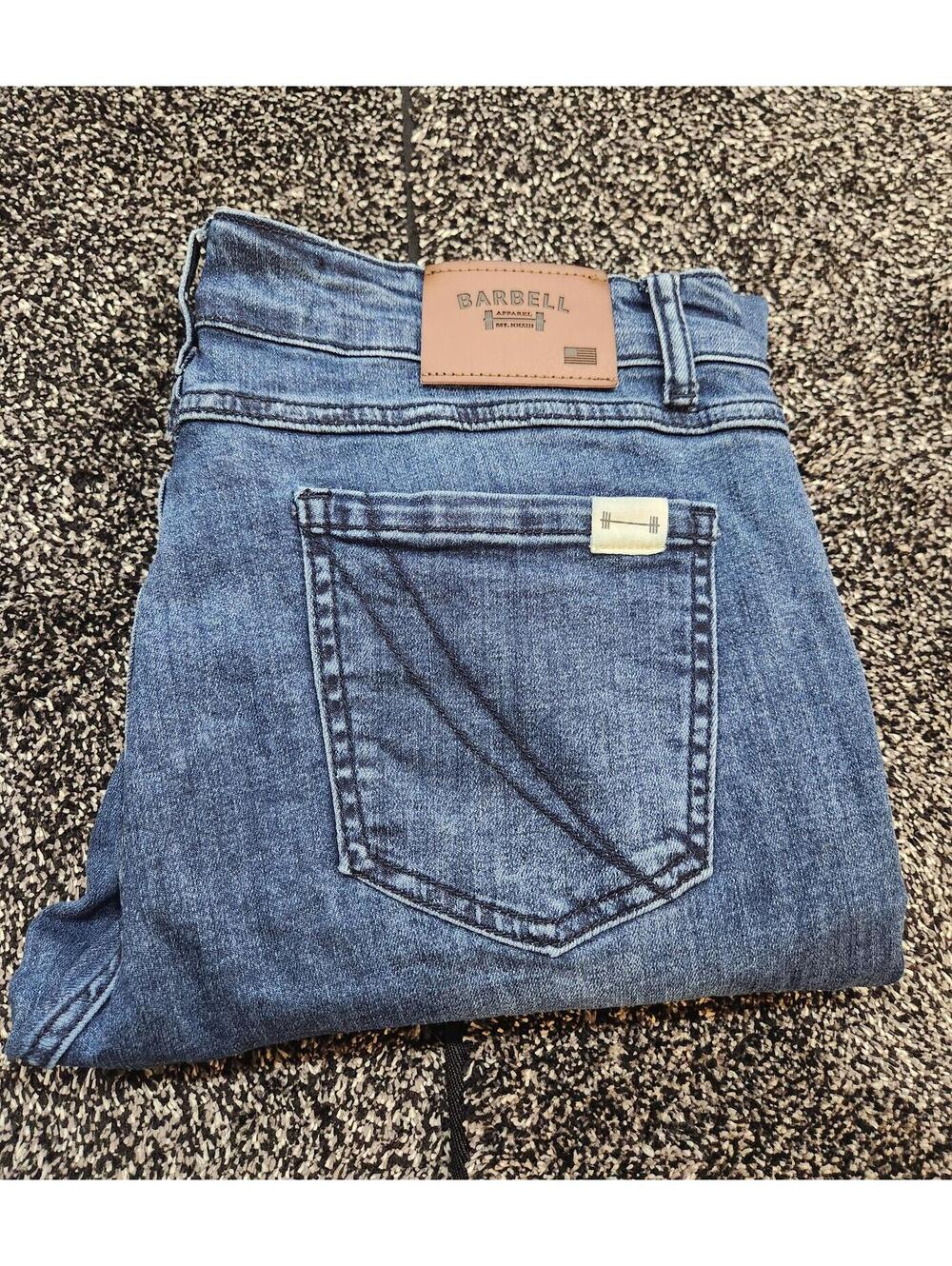 New Barbell Apparel Womens Sz 30 Jeans Blue Denim Straight Stretch Made in USA